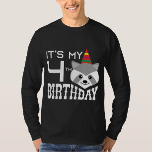 It's My 4th Birthday 4 Years Old Raccoon Child B-d T-Shirt