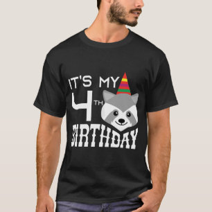 It's My 4th Birthday 4 Years Old Raccoon Child B-d T-Shirt