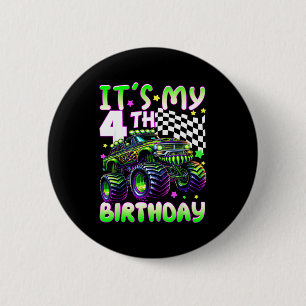 It's my 4th birthday boy monster truck 4 year old 2 inch round button