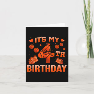 It's My 4th Birthday Bysketbyll Boys Kids Girls 4 Card