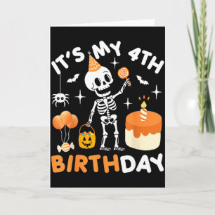 Its My 4th Birthday-funny Halloween Skeleton 4th B Card