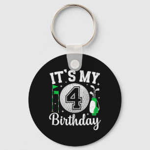 It's My 4th Birthday Golf 4 Year Old Golf Player B Keychain