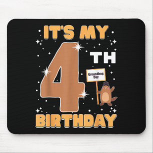 Its My 4th Birthday Groundhog Day 4 Years Old Girl Mouse Pad