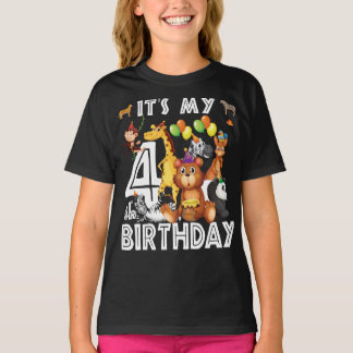 Its My 4th Birthday Safari Jungle Animals Lover T-Shirt