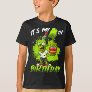 Its My 4th Birthday Zombie 4 Years Old Happy Hallo T-Shirt