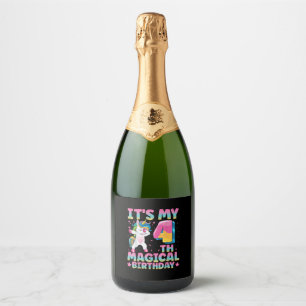 It's My 4th Magical Birthday Unicorn 4 Year Old Gi Sparkling Wine Label