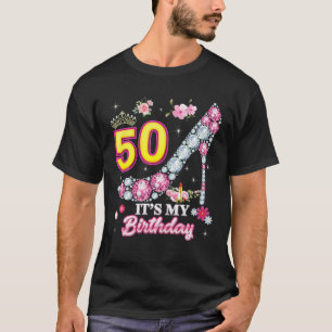 It's My 50Th Birthday 50 Years Old Queen Pink Diam T-Shirt