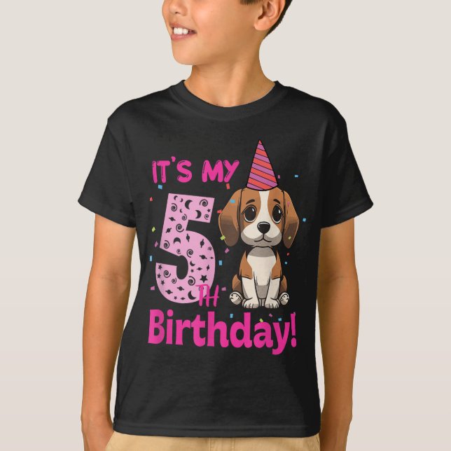 It's My 5th Birthday Beagle Dog Lover 5 Years Old  T-Shirt (Front)