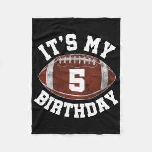 It's My 5th Birthday Boy 5 Year Old Football Playe Fleece Blanket
