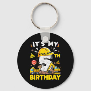 Its My 5th Birthday Boy Construction Excavator 5 Y Keychain