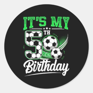 It's My 5th Birthday Boy Soccer Ball 5 Year Old Nu Classic Round Sticker