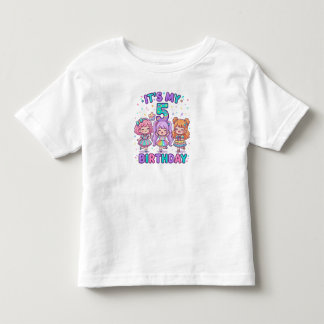 It's My 5th Birthday Cute Kawaii Girls Party  Toddler T-shirt