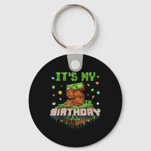 Its My 5th Birthday Kids Gaming Pixel Number 5 Yea Keychain