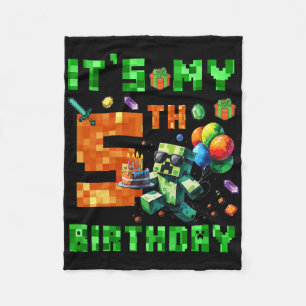 It's My 5th Birthday Pixel Number Video Game Gamer Fleece Blanket