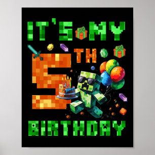 It's My 5th Birthday Pixel Number Video Game Gamer Poster