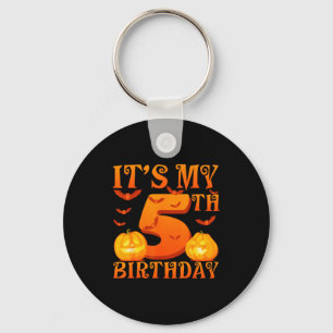 Its My 5th Birthday Pumpkins 5 Years Old Halloween Keychain