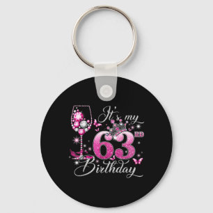 Its My 63rd Birthday Pink 63 Years Old Birthday Keychain