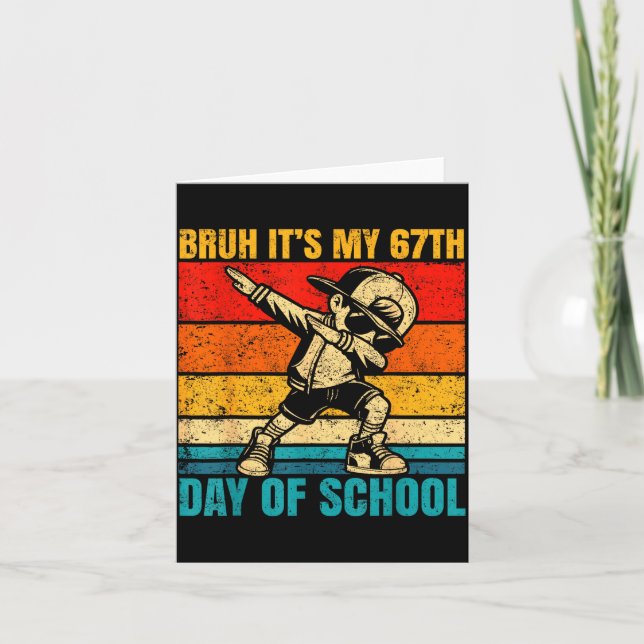 It's My 67th Day Of School Bruh Six Seven Meme Boy Card (Front)