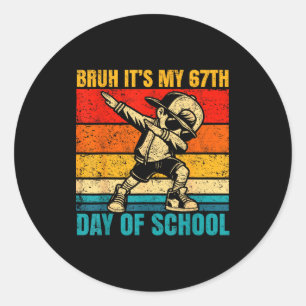 It's My 67th Day Of School Bruh Six Seven Meme Boy Classic Round Sticker