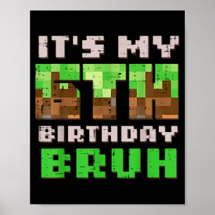 Its My 6th Birthday Bruh Xel Gamer 6 Bday Gaming B Poster