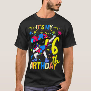 Its My 6th Birthday Dabbing Autism Puzzle T-Shirt