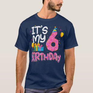 It's My 6th Birthday Funny Donut Girls Boys Party T-Shirt
