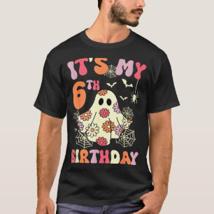 Its My 6th Birthday Halloween Ghost 6 Years Old Ki T-Shirt
