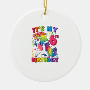 It's my 6th birthday Party 6 Years Old Cute Dabbin Ceramic Ornament