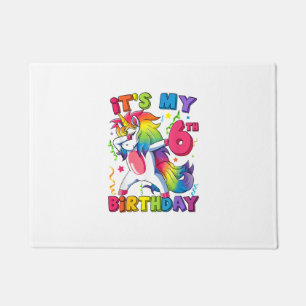 It's my 6th birthday Party 6 Years Old Cute Dabbin Doormat
