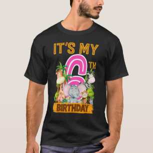 It's My 6th Birthday Safari Jungle Zoo Birthday 6 T-Shirt