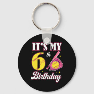 It's My 6th Birthday Softll Girl 6 Year Old Party  Keychain