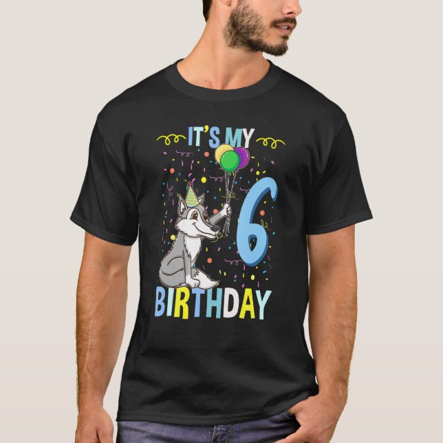 Its My 6th Birthday Wolf T-Shirt (Front)