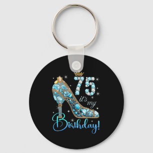 Its My 75th Birthday Women Queen Diamond Crown 75 Keychain