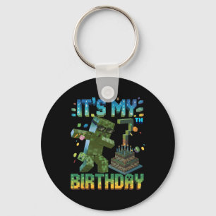 It's My 7th Birthday Gamer Pixel Number Birthday B Keychain