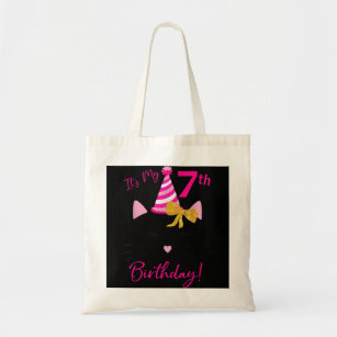 It's My 7th Birthday Girl Funny Cat Birthday 7 Yea Tote Bag