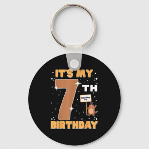 Its My 7th Birthday Groundhog Day 7 Years Old Girl Keychain