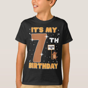 Its My 7th Birthday Groundhog Day 7 Years Old Girl T-Shirt