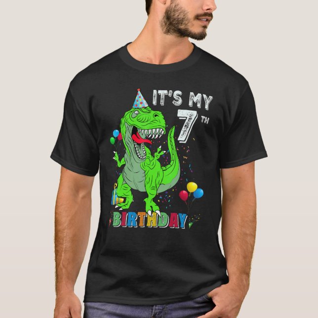 It's My 7th Birthday Happy 7 Years Dinosaur Rex Bd T-Shirt (Front)