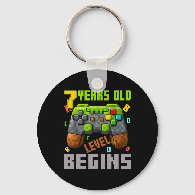 It's My 7th Birthday Pixel Gaming Controller 7 Yea Keychain (Front)