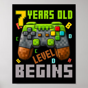 It's My 7th Birthday Pixel Gaming Controller 7 Yea Poster