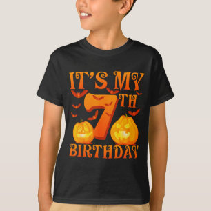 Its My 7th Birthday Pumpkins 7 Years Old Halloween T-Shirt