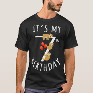 Its My 7th Birthday Sloth 7 Years Old Kid Bday Par T-Shirt