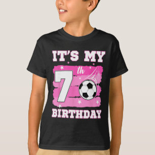 It's My 7th Birthday Soccer Theme 7 Year Old Girl  T-Shirt
