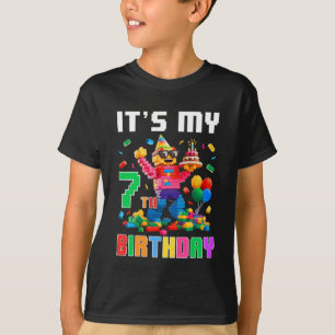 Its My 7th Seven Birthday Building Brick 7 Seven O T-Shirt
