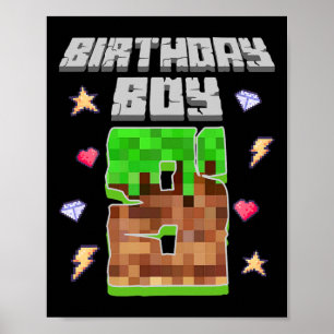 It's My 8th Birthday Boy Gamer 8 Year Old Pixel Ga Poster
