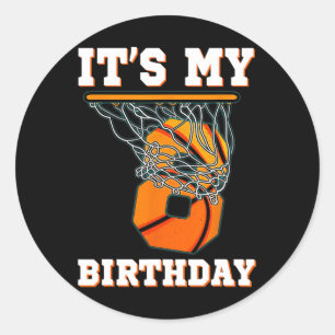 It's My 8th Birthday Bysketbyll Boy Party 8 Years  Classic Round Sticker