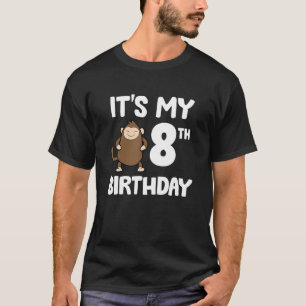 It's My 8th Birthday Cute Monkey Ape 8th Birthday T-Shirt