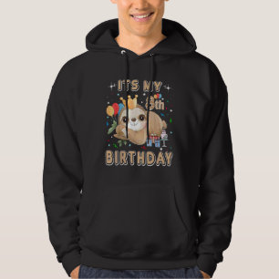 Its My 8th Birthday For Girls Sloth Birthday Costu Hoodie