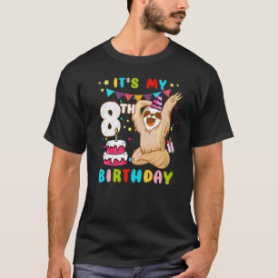 Its My 8th Birthday For Girls Sloth Birthday Costu T-Shirt