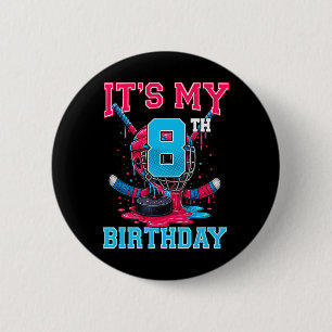 It's My 8th Birthday Hockey 8 Year Old Ice Cream D 2 Inch Round Button